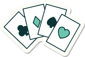 tattoo style sticker of a run of cards png