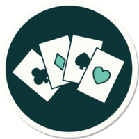 tattoo style sticker of a run of cards png