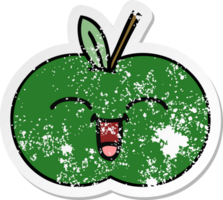 distressed sticker of a cute cartoon juicy apple png