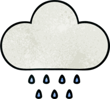 retro grunge texture cartoon rain cloud png