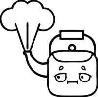 line drawing cartoon steaming kettle png