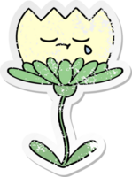 distressed sticker of a cute cartoon flower png