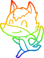 arcobaleno gradiente linea disegno simpatico cartone animato lupo in esecuzione png