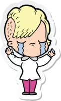 sticker of a cartoon crying girl png