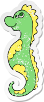 distressed sticker of a cartoon sea horse png