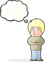 cartoon shy boy with thought bubble png