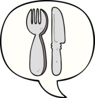 cartoon knife and fork and speech bubble png