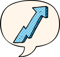 cartoon positive growth arrow and speech bubble in comic book style png