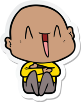 sticker of a happy cartoon bald man png