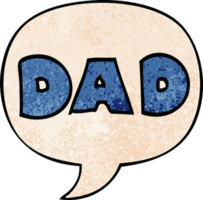 cartoon word dad and speech bubble in retro texture style png