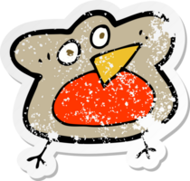 retro noodlijdende sticker van een grappige cartoon robin png