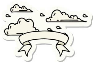 sticker of tattoo style floating clouds png