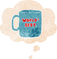 worlds best mug and thought bubble in retro textured style png