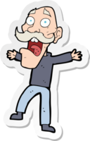 sticker of a cartoon shocked old man png