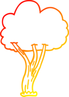 warm gradient line drawing cartoon blooming tree png