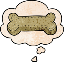 cartoon dog biscuit and thought bubble in grunge texture pattern style png