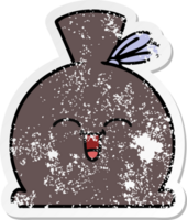 distressed sticker of a cute cartoon sack png