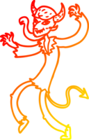 desenho de linha de gradiente quente desenho animado diabo dançante png