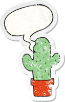 Cartoon-Kaktus und Sprechblase beunruhigter Aufkleber png