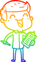 rainbow gradient line drawing cartoon happy man png