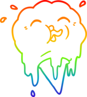 rainbow gradient line drawing cartoon melting ice cream png