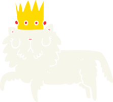 chat de dessin animé de style plat couleur portant une couronne png