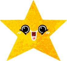 estrella de oro de dibujos animados de estilo de ilustración retro png