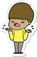 sticker of a cartoon stressed man png