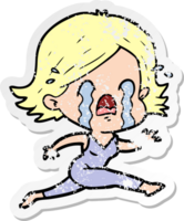 verontruste sticker van een cartoonvrouw die huilt png