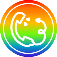 telephone handset with devil tail circular in rainbow spectrum png