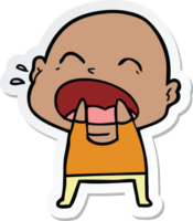 sticker of a cartoon shouting bald man png