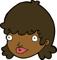 visage féminin de dessin animé avec une expression surprise png