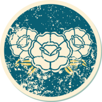 pegatina angustiada icono de estilo tatuaje de un ramo de flores png