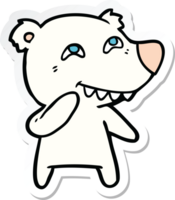 pegatina de un oso polar de dibujos animados que muestra los dientes png