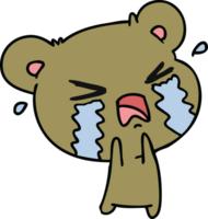 cartoon of a cute crying bear png