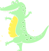flat color illustration cartoon dancing crocodile png