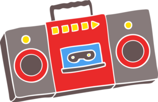 lecteur de cassette rétro de dessin animé de style couleur plat png