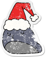 christmas distressed sticker cartoon of kawaii slug png