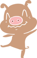 cerdo borracho de dibujos animados de estilo de color plano png