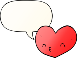 cartoon heart and face and speech bubble in smooth gradient style png