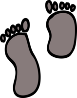 empreintes de pieds de dessin animé de style doodle dessinés à la main png