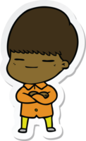 sticker of a cartoon smug boy png