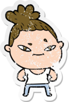 distressed sticker of a cartoon woman png