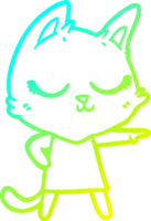 linea di gradiente freddo disegno calmo cartone animato gatto ragazza che punta png