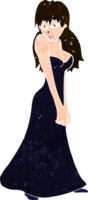 caricatura, bastante, mujer, en, vestido png