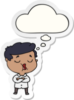cartoon man talking and thought bubble as a printed sticker png