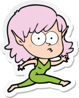 sticker of a cartoon elf girl running png