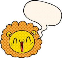 cartoon lion face and speech bubble in comic book style png