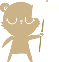 peaceful flat color style cartoon bear cub with protest sign png