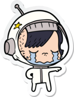 sticker van een cartoon huilend astronautenmeisje png